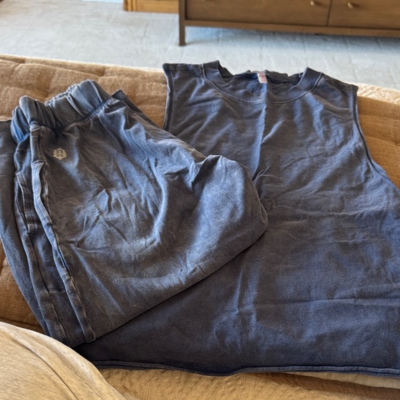 free people movement Pants - FREE PEOPLE Navy Blue Sweat SET